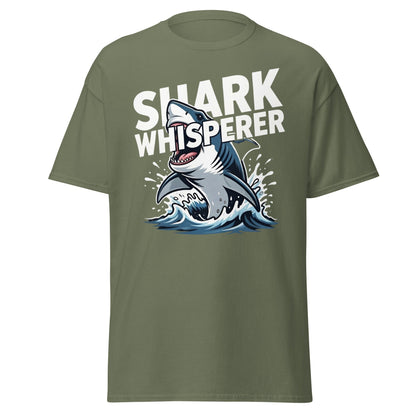 Shark Whisperer T-Shirt - Funny Great White Graphic Tee - Military Green - T-Shirts Online