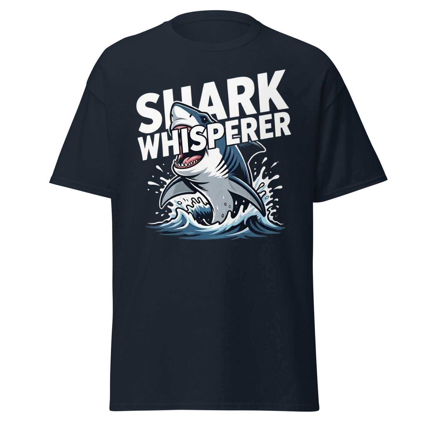 Shark Whisperer T-Shirt - Funny Great White Graphic Tee - Navy - T-Shirts Online