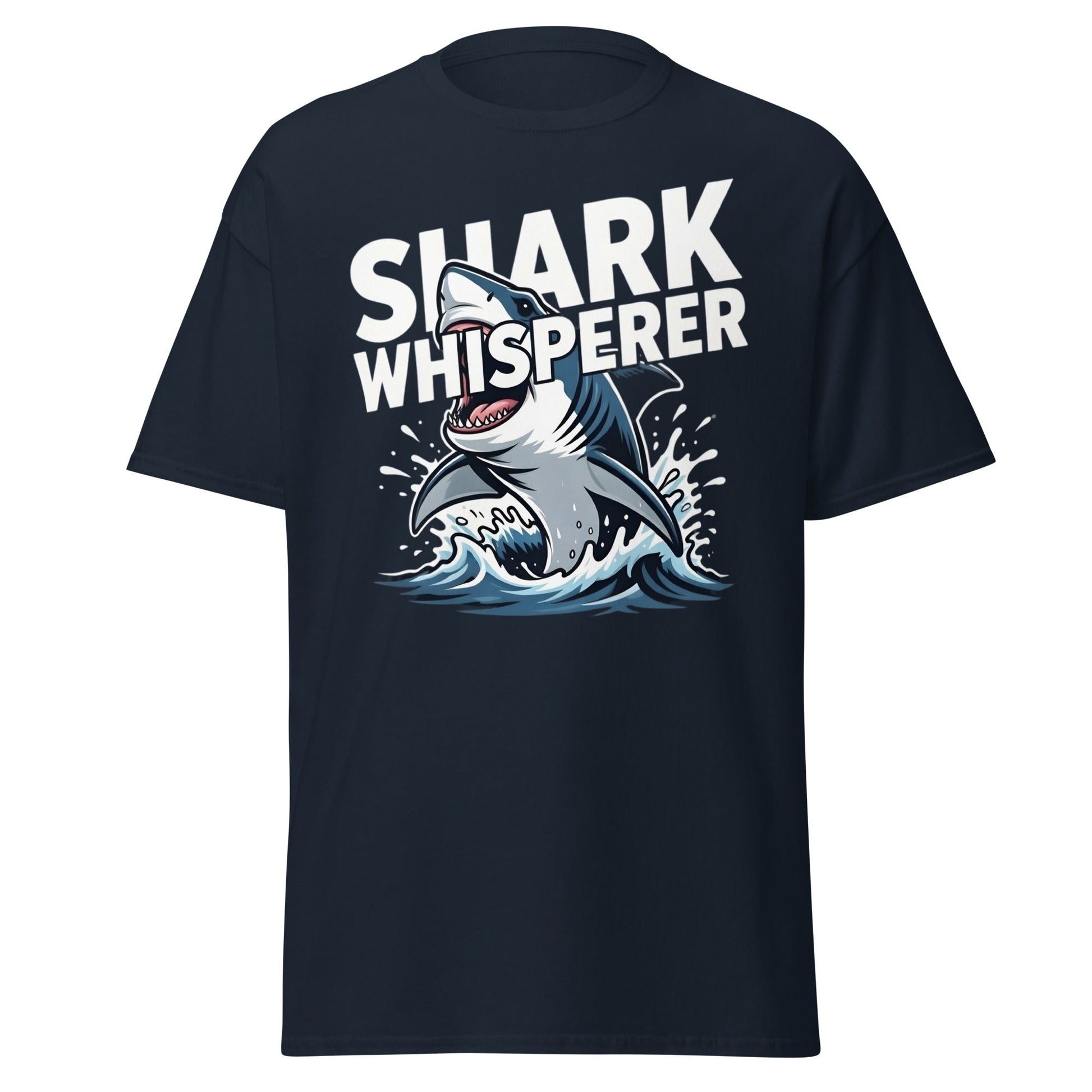 Shark Whisperer T-Shirt - Funny Great White Graphic Tee - Navy - T-Shirts Online