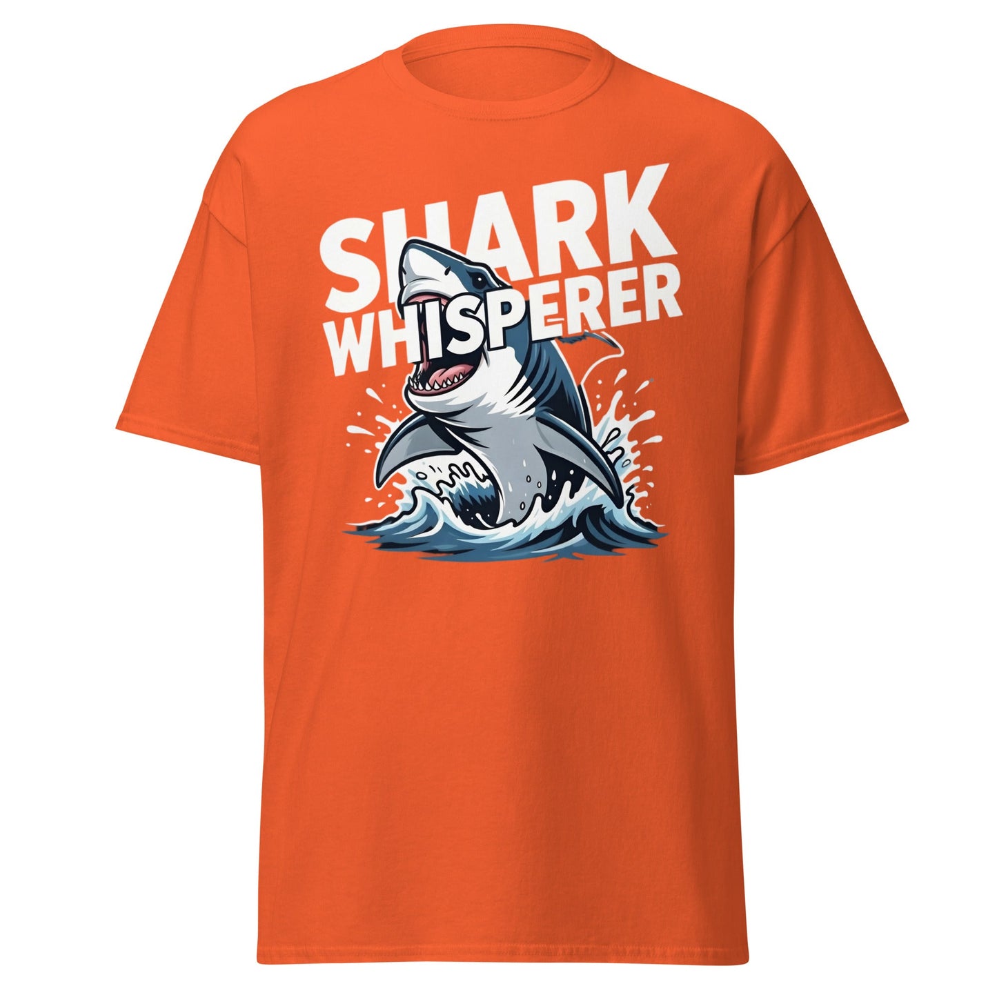 Shark Whisperer T-Shirt - Funny Great White Graphic Tee - Orange - T-Shirts Online