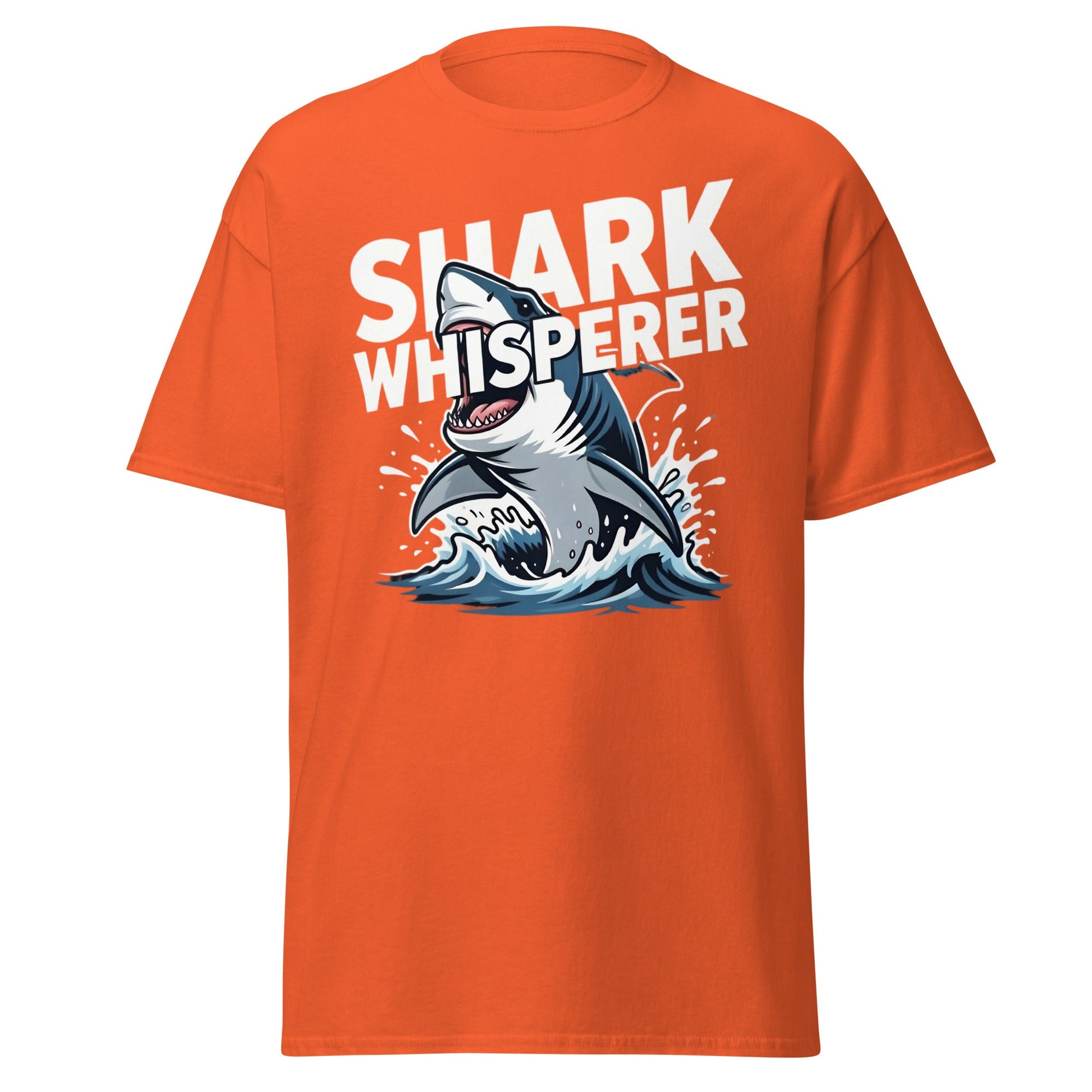 Shark Whisperer T-Shirt - Funny Great White Graphic Tee - Orange - T-Shirts Online