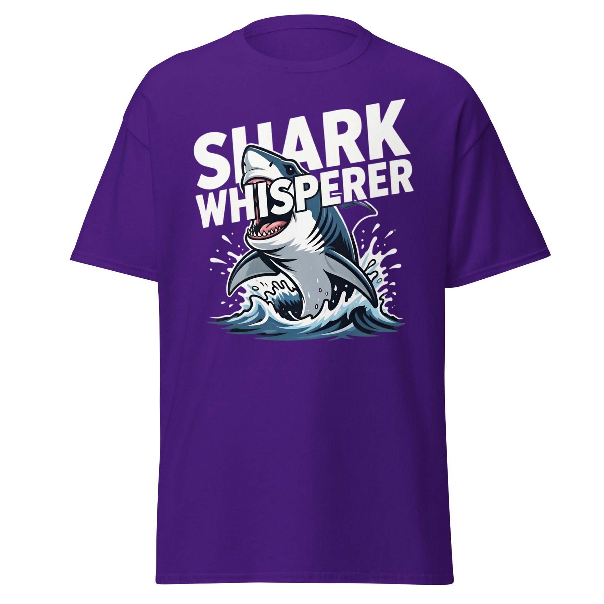 Shark Whisperer T-Shirt - Funny Great White Graphic Tee - Purple - T-Shirts Online