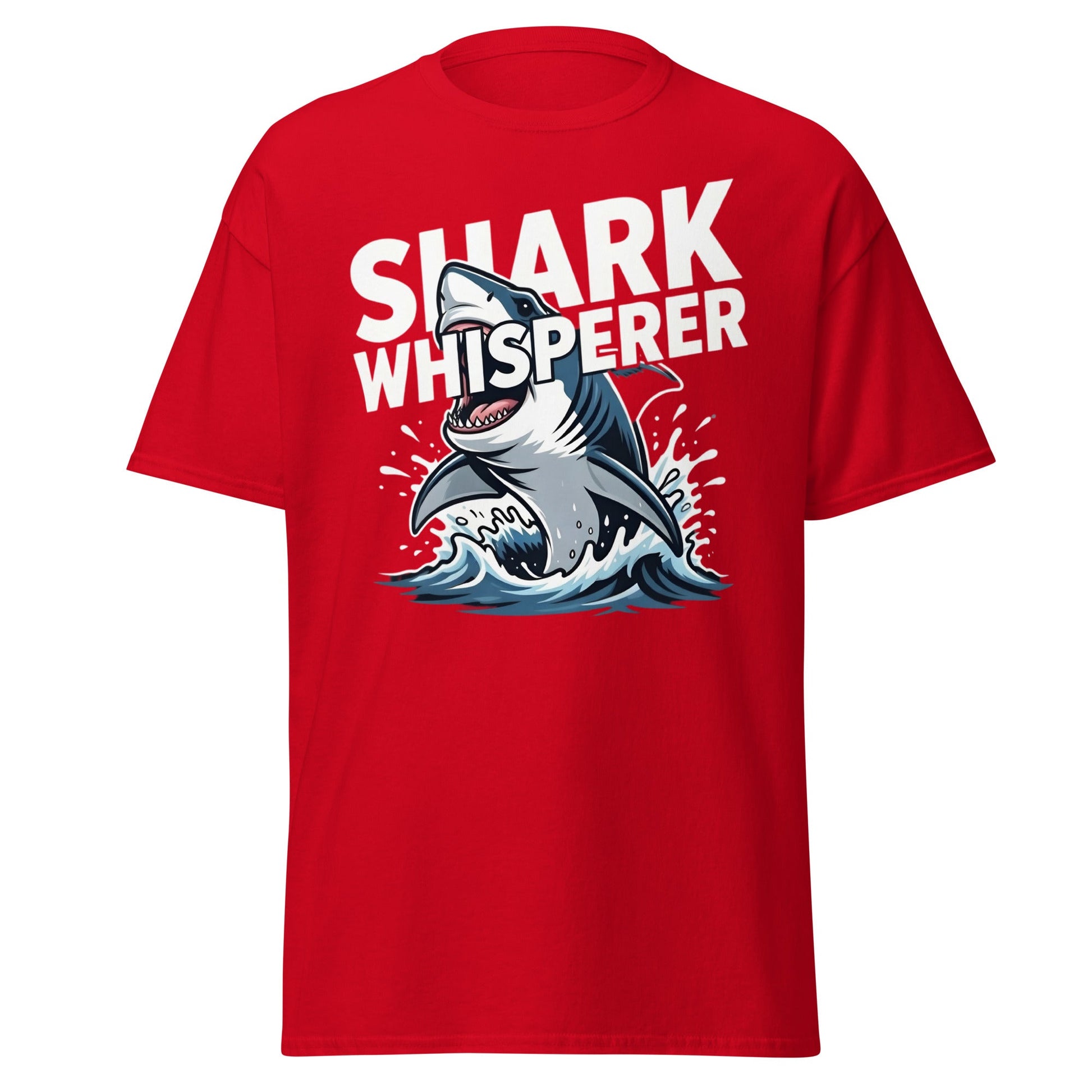 Shark Whisperer T-Shirt - Funny Great White Graphic Tee - Red - T-Shirts Online