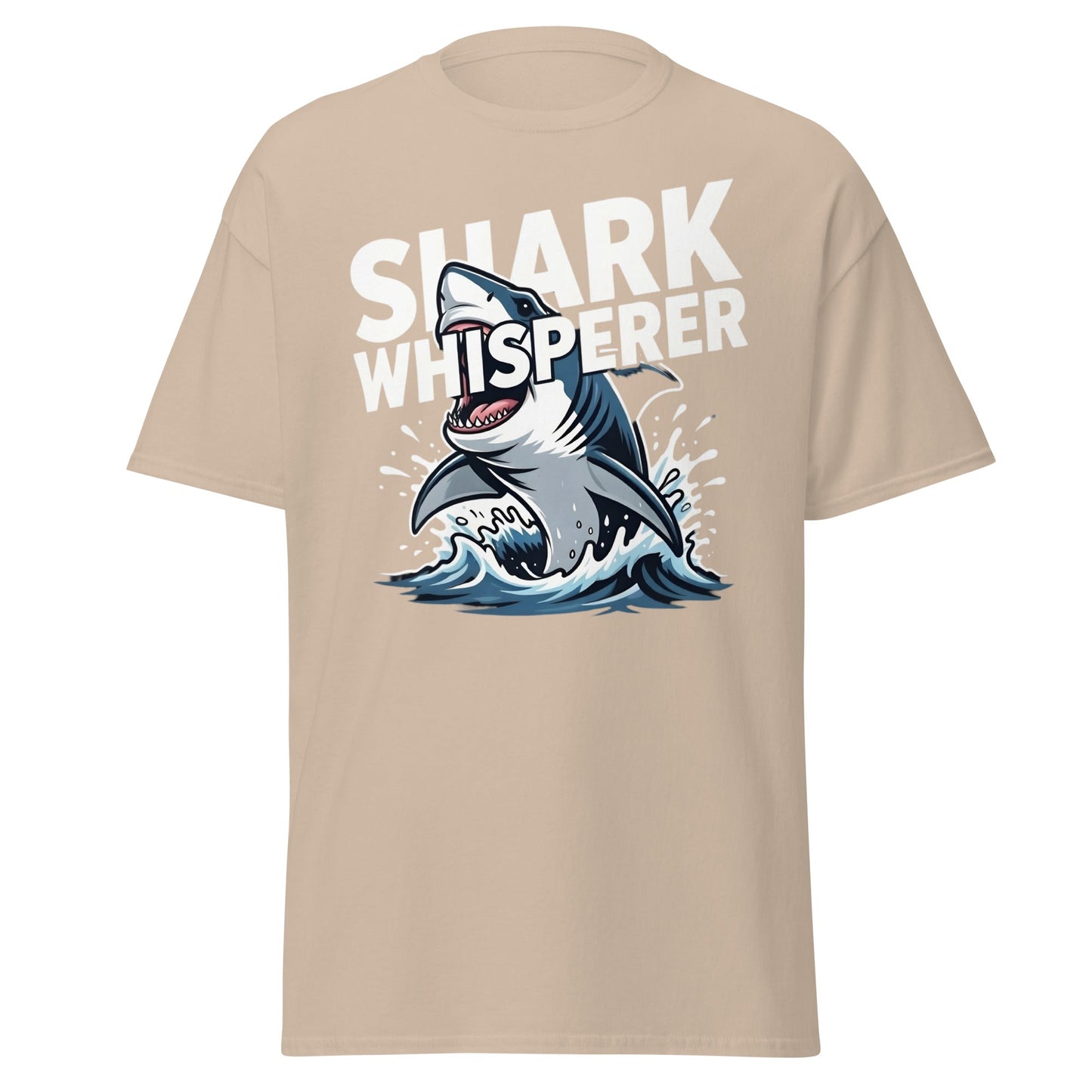 Shark Whisperer T-Shirt - Funny Great White Graphic Tee - Sand - T-Shirts Online