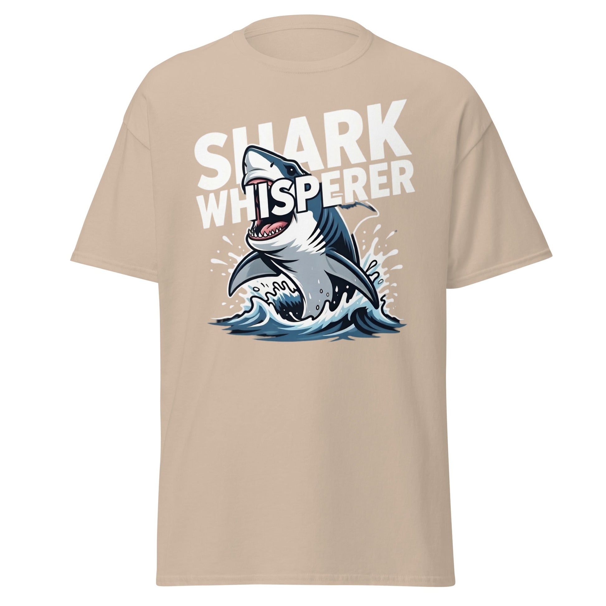 Shark Whisperer T-Shirt - Funny Great White Graphic Tee - Sand - T-Shirts Online