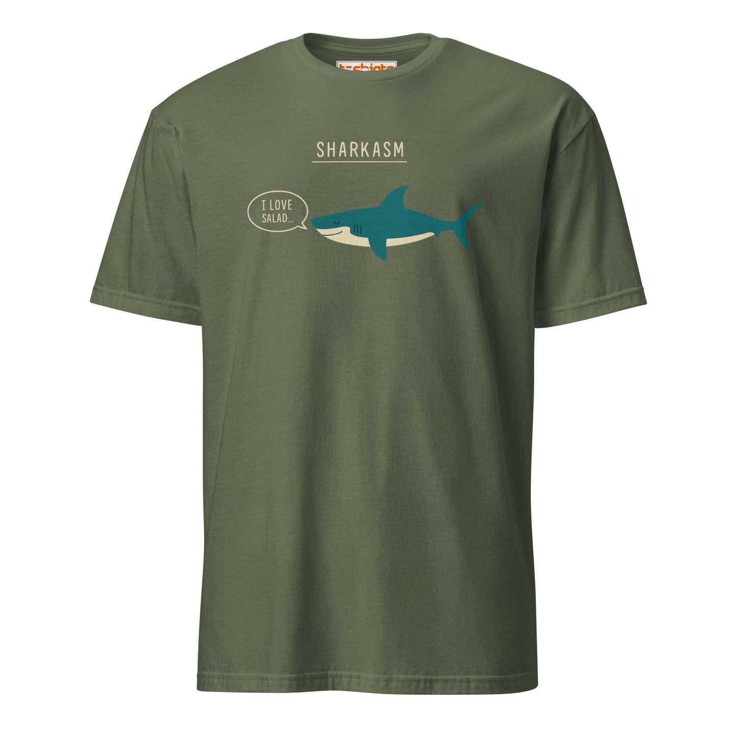 Sharkasm T-Shirt – Funny Sarcastic Shark Tee - Military Green - T-Shirts Online