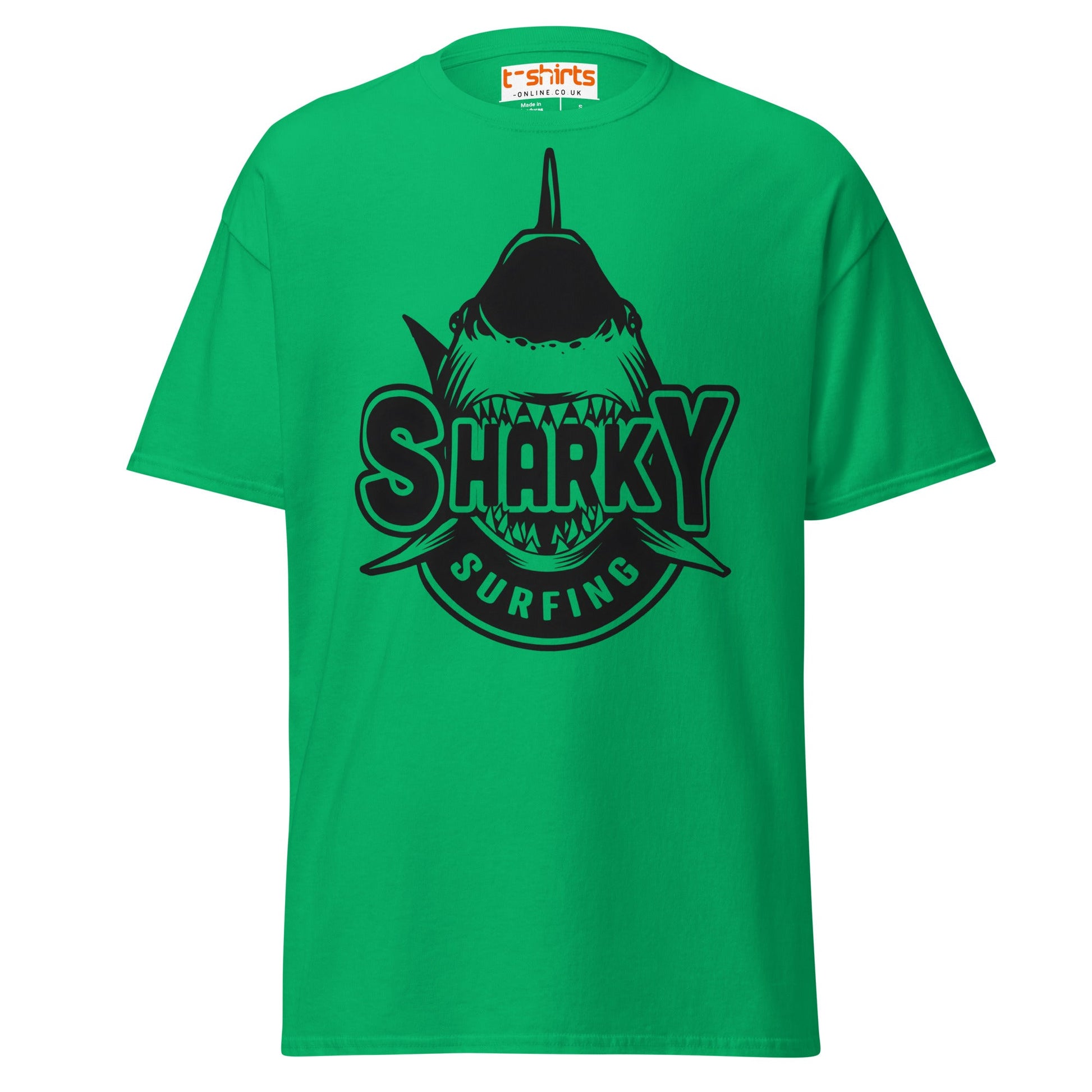 Sharky Surfing T-Shirt – Cool Ocean Adventure Tee - Irish Green - T-Shirts Online