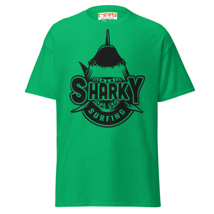 Sharky Surfing T-Shirt – Cool Ocean Adventure Tee - Irish Green - T-Shirts Online
