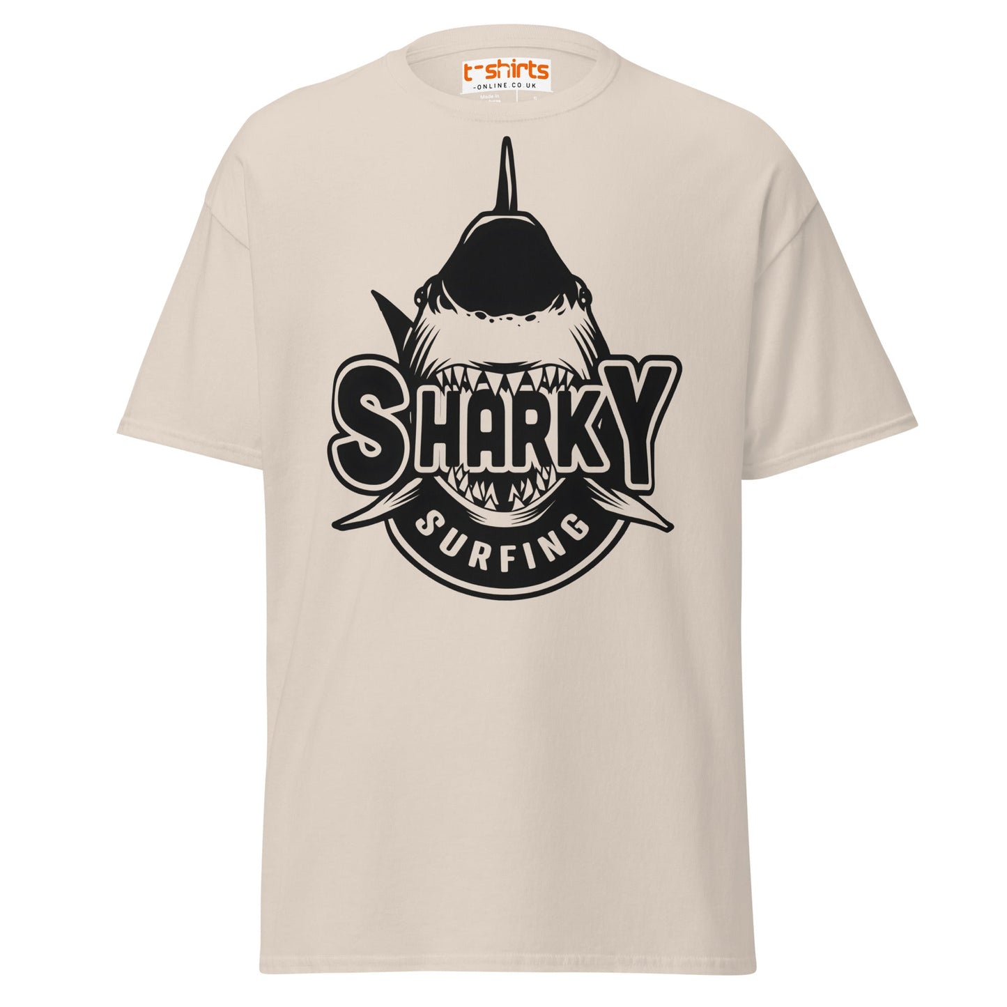 Sharky Surfing T-Shirt – Cool Ocean Adventure Tee - Natural - T-Shirts Online