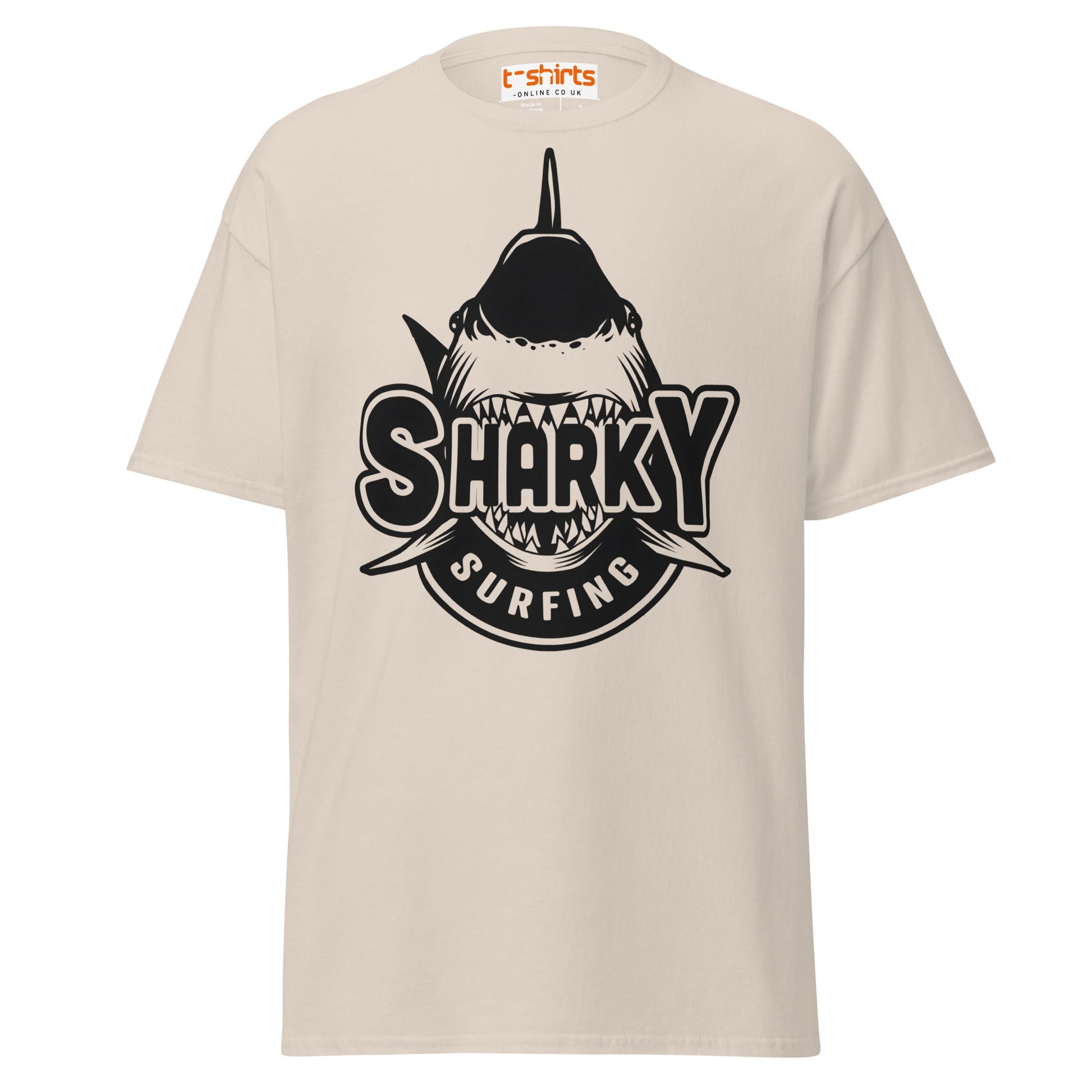 Sharky Surfing T-Shirt – Cool Ocean Adventure Tee - Natural - T-Shirts Online