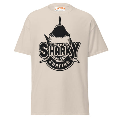 Sharky Surfing T-Shirt – Cool Ocean Adventure Tee - Natural - T-Shirts Online