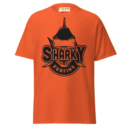 Sharky Surfing T-Shirt – Cool Ocean Adventure Tee - Orange - T-Shirts Online