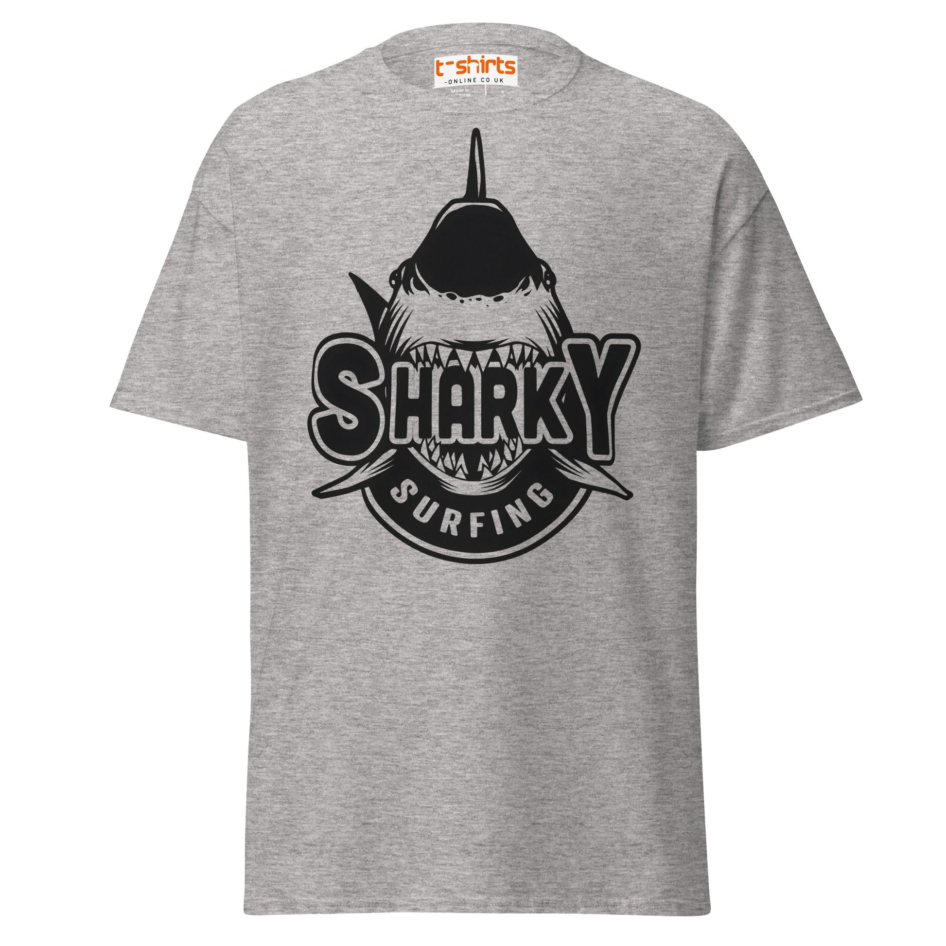 Sharky Surfing T-Shirt – Cool Ocean Adventure Tee - Sport Grey - T-Shirts Online