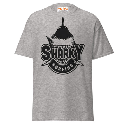 Sharky Surfing T-Shirt – Cool Ocean Adventure Tee - Sport Grey - T-Shirts Online
