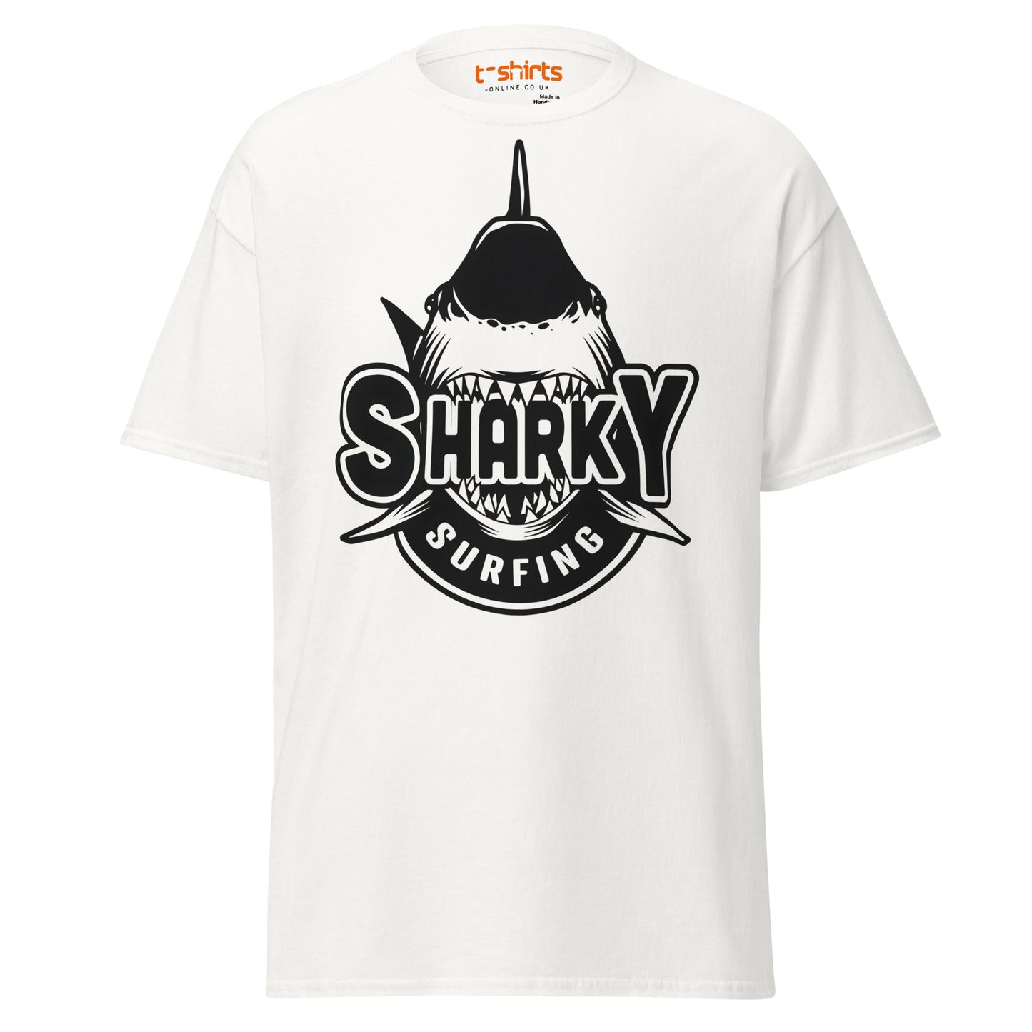 Sharky Surfing T-Shirt – Cool Ocean Adventure Tee - White - T-Shirts Online