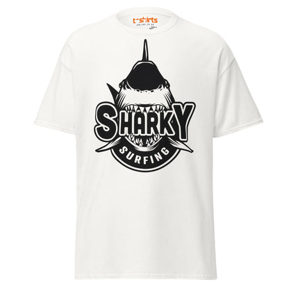 Sharky Surfing T-Shirt – Cool Ocean Adventure Tee - White - T-Shirts Online
