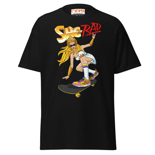 She - Rad Skateboard T-Shirt – Retro Cool Girl Tee - Black - T-Shirts Online