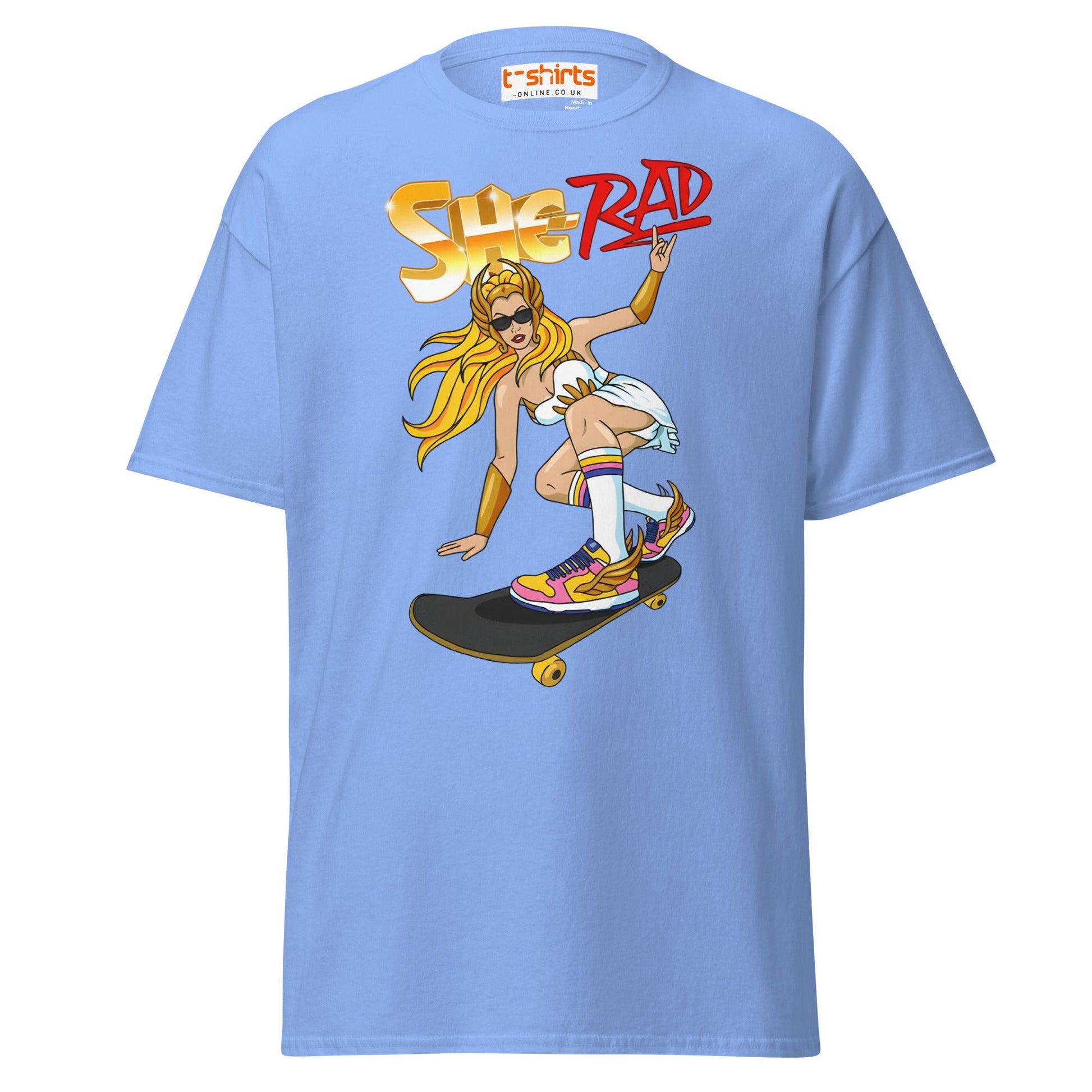 She - Rad Skateboard T-Shirt – Retro Cool Girl Tee - Carolina Blue - T-Shirts Online