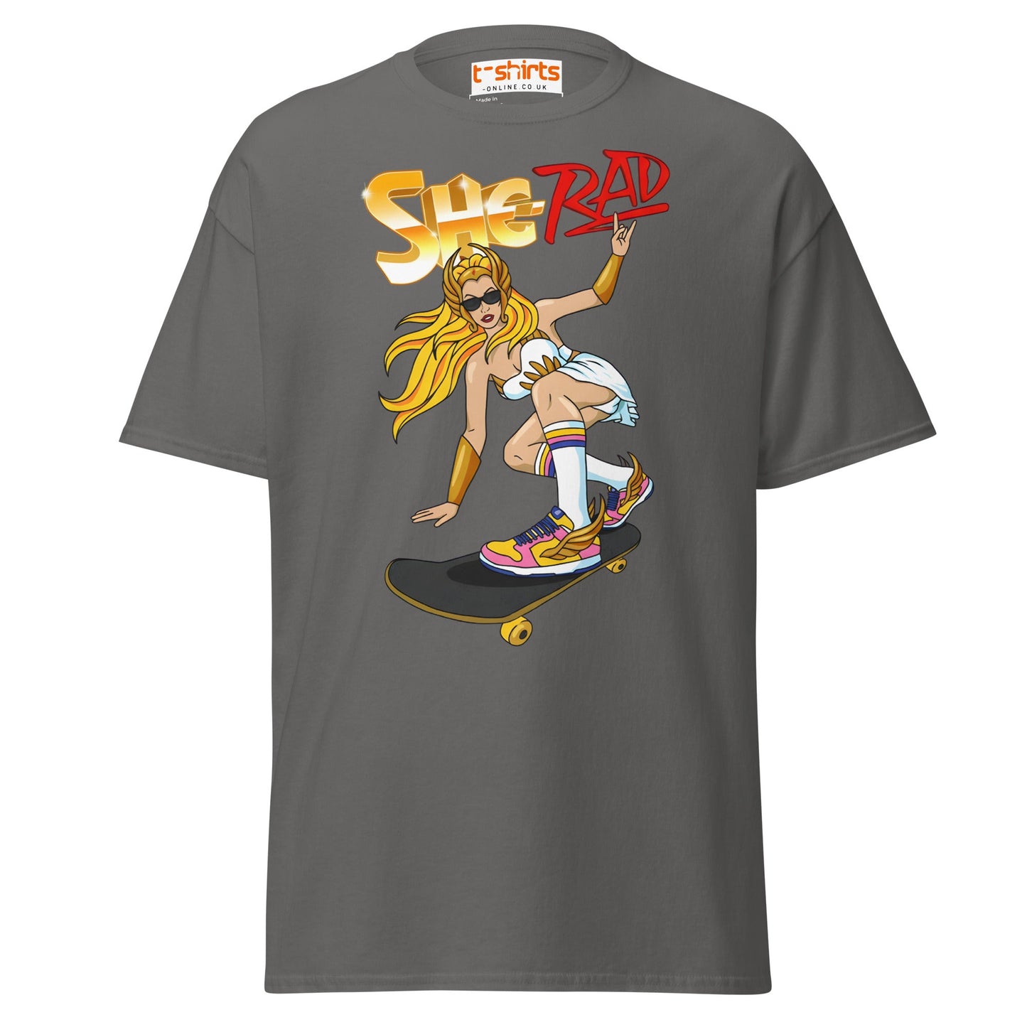 She - Rad Skateboard T-Shirt – Retro Cool Girl Tee - Charcoal - T-Shirts Online