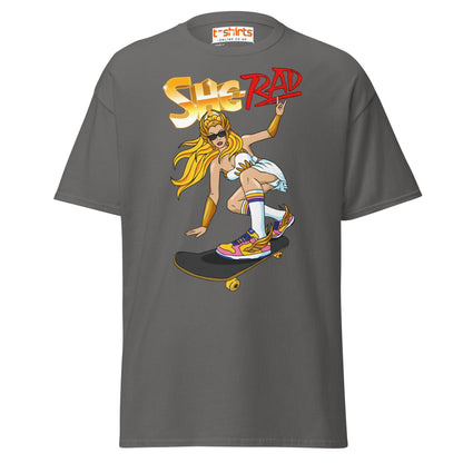 She - Rad Skateboard T-Shirt – Retro Cool Girl Tee - Charcoal - T-Shirts Online