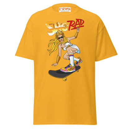 She - Rad Skateboard T-Shirt – Retro Cool Girl Tee - Gold - T-Shirts Online