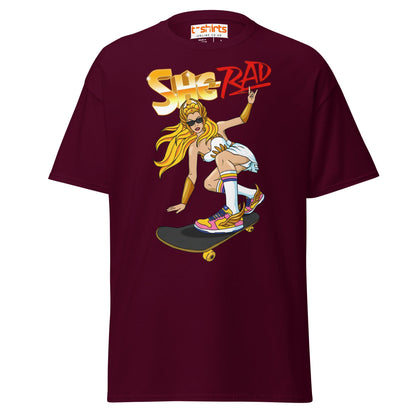 She - Rad Skateboard T-Shirt – Retro Cool Girl Tee - Maroon - T-Shirts Online