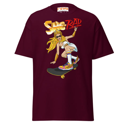 She - Rad Skateboard T-Shirt – Retro Cool Girl Tee - Maroon - T-Shirts Online
