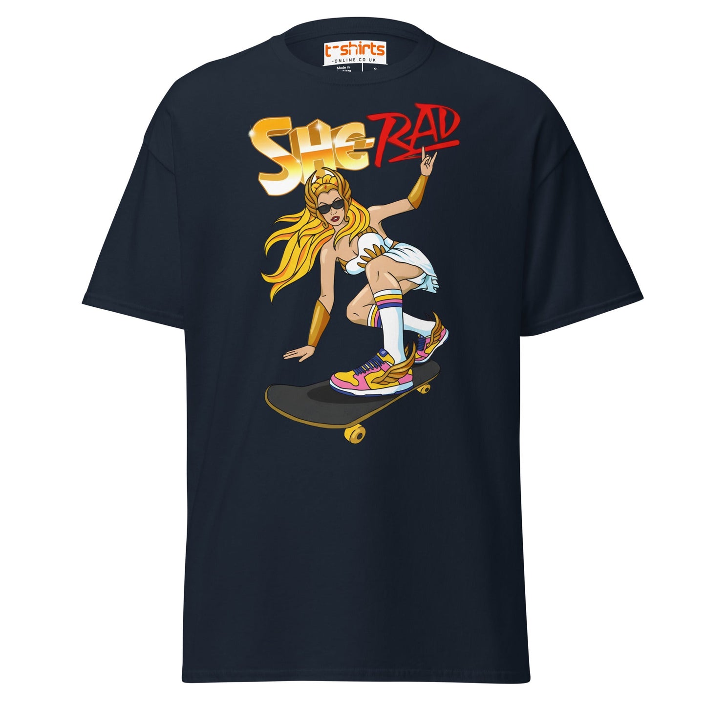 She - Rad Skateboard T-Shirt – Retro Cool Girl Tee - Navy - T-Shirts Online