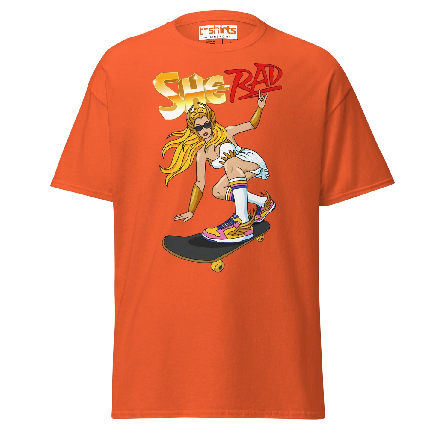 She - Rad Skateboard T-Shirt – Retro Cool Girl Tee - Orange - T-Shirts Online