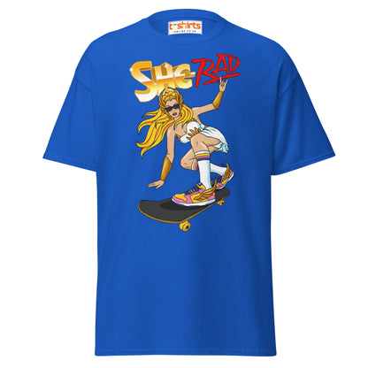She - Rad Skateboard T-Shirt – Retro Cool Girl Tee - Royal - T-Shirts Online