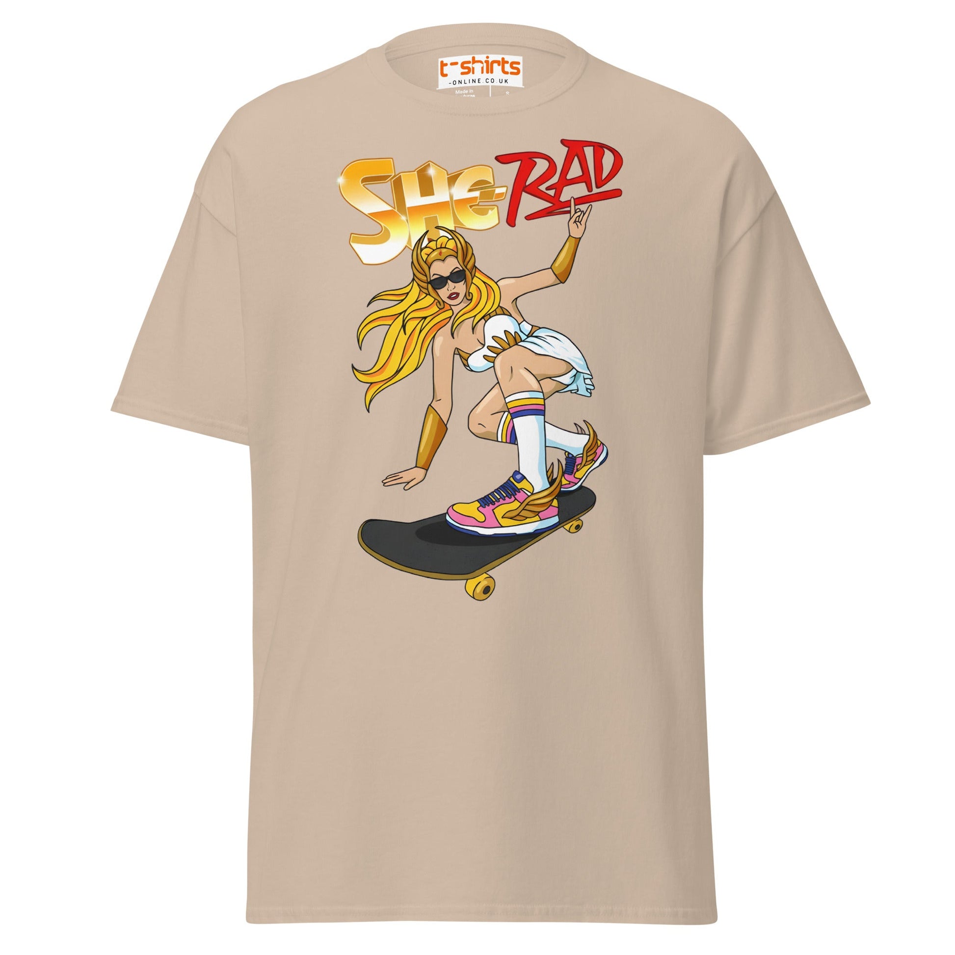 She - Rad Skateboard T-Shirt – Retro Cool Girl Tee - Sand - T-Shirts Online