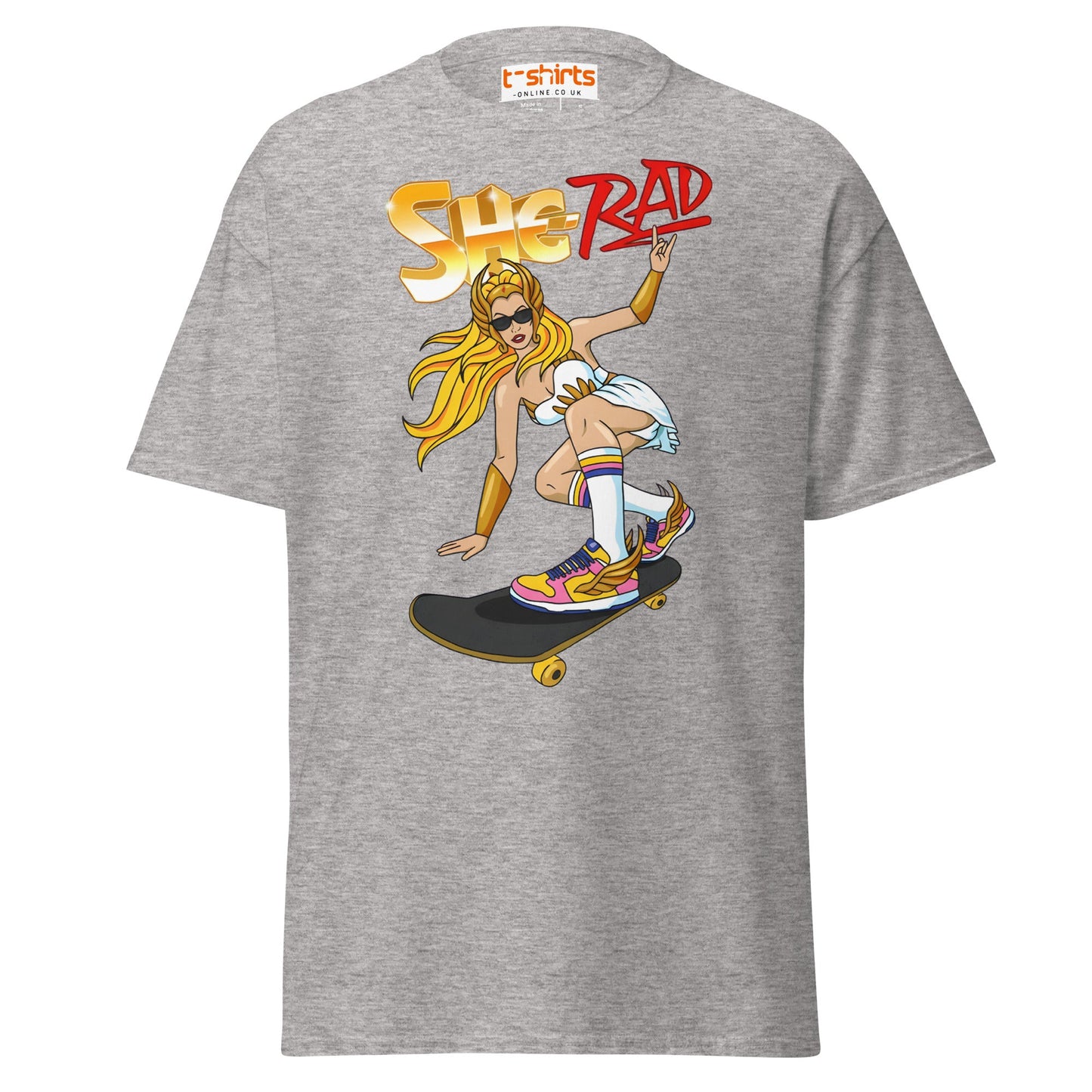 She - Rad Skateboard T-Shirt – Retro Cool Girl Tee - Sport Grey - T-Shirts Online