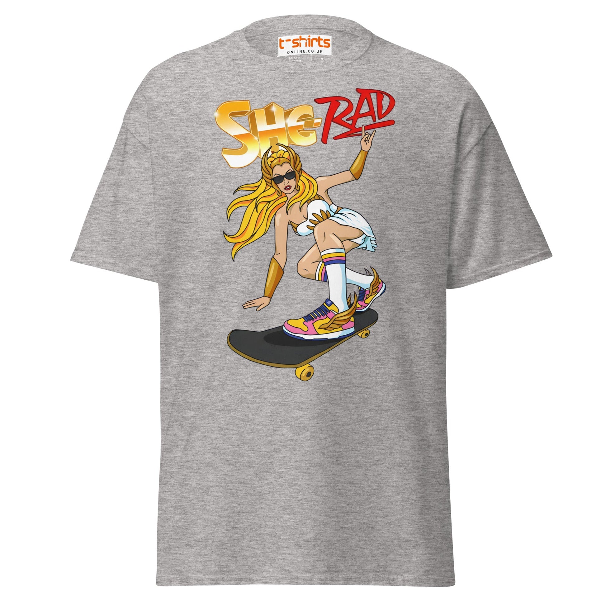 She - Rad Skateboard T-Shirt – Retro Cool Girl Tee - Sport Grey - T-Shirts Online