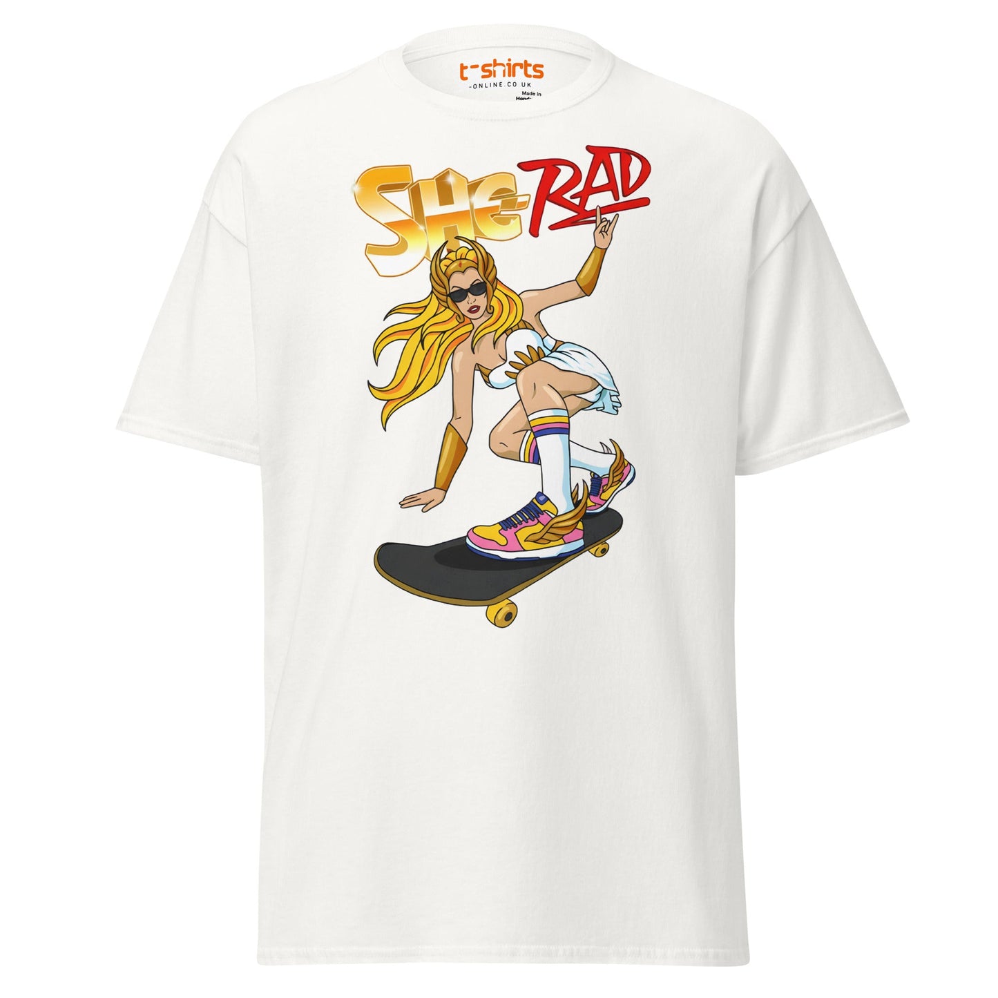 She - Rad Skateboard T-Shirt – Retro Cool Girl Tee - White - T-Shirts Online