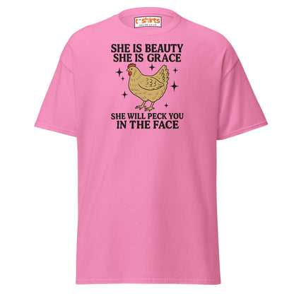 She Will Peck You T-Shirt – Funny Chicken Humor Tee - Azalea - T-Shirts Online