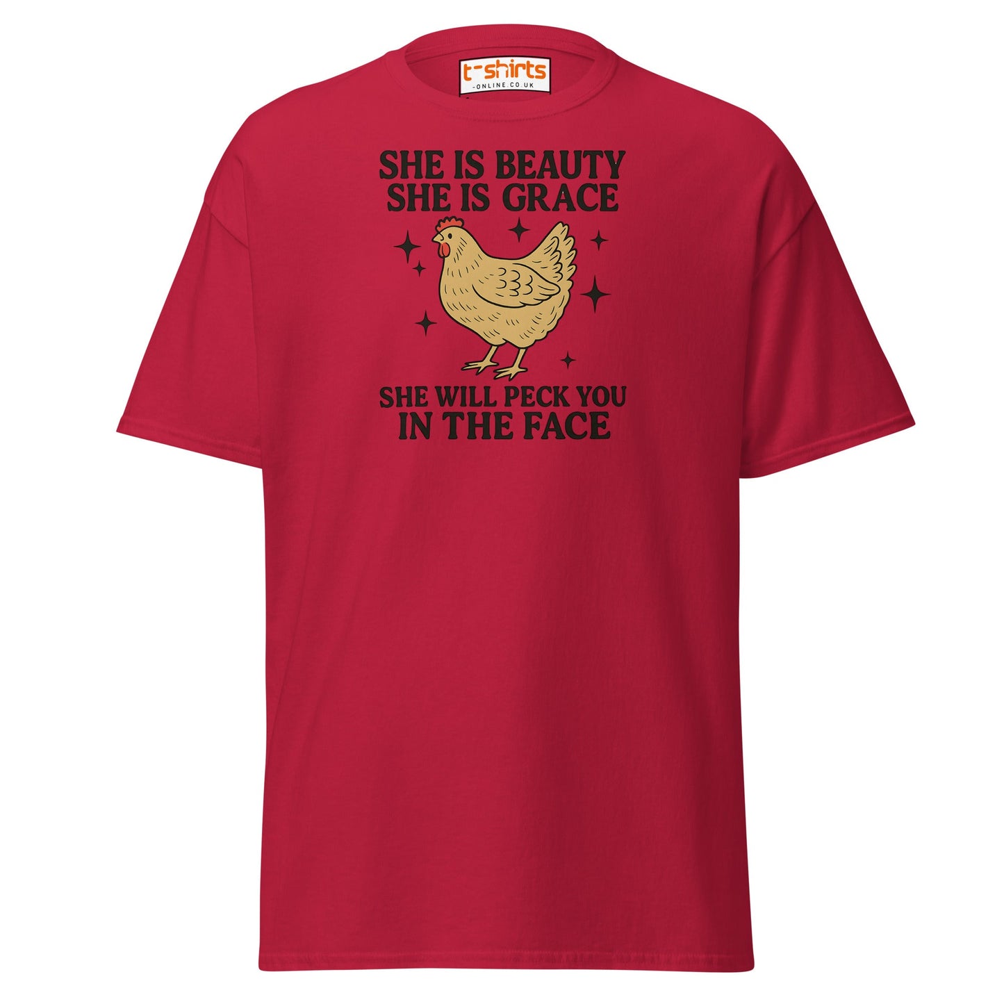 She Will Peck You T-Shirt – Funny Chicken Humor Tee - Cardinal - T-Shirts Online