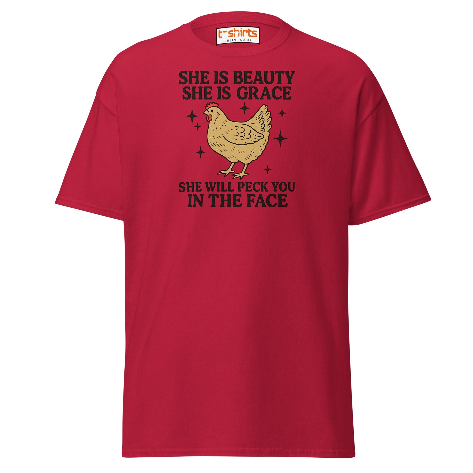 She Will Peck You T-Shirt – Funny Chicken Humor Tee - Cardinal - T-Shirts Online