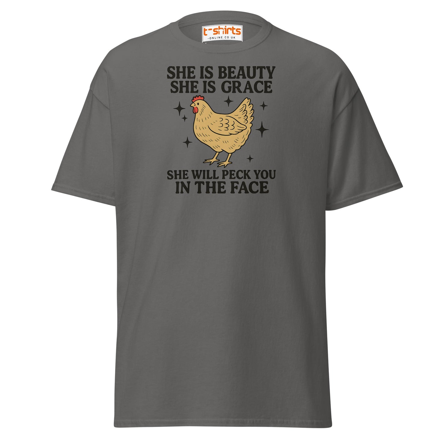 She Will Peck You T-Shirt – Funny Chicken Humor Tee - Charcoal - T-Shirts Online