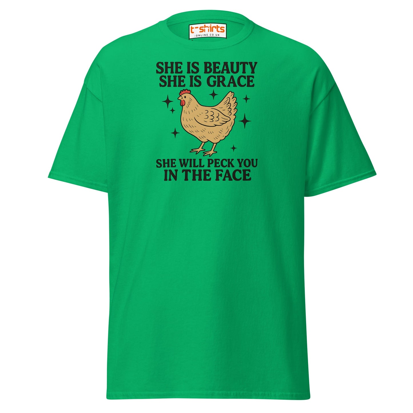 She Will Peck You T-Shirt – Funny Chicken Humor Tee - Irish Green - T-Shirts Online