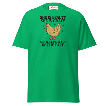 She Will Peck You T-Shirt – Funny Chicken Humor Tee - Irish Green - T-Shirts Online