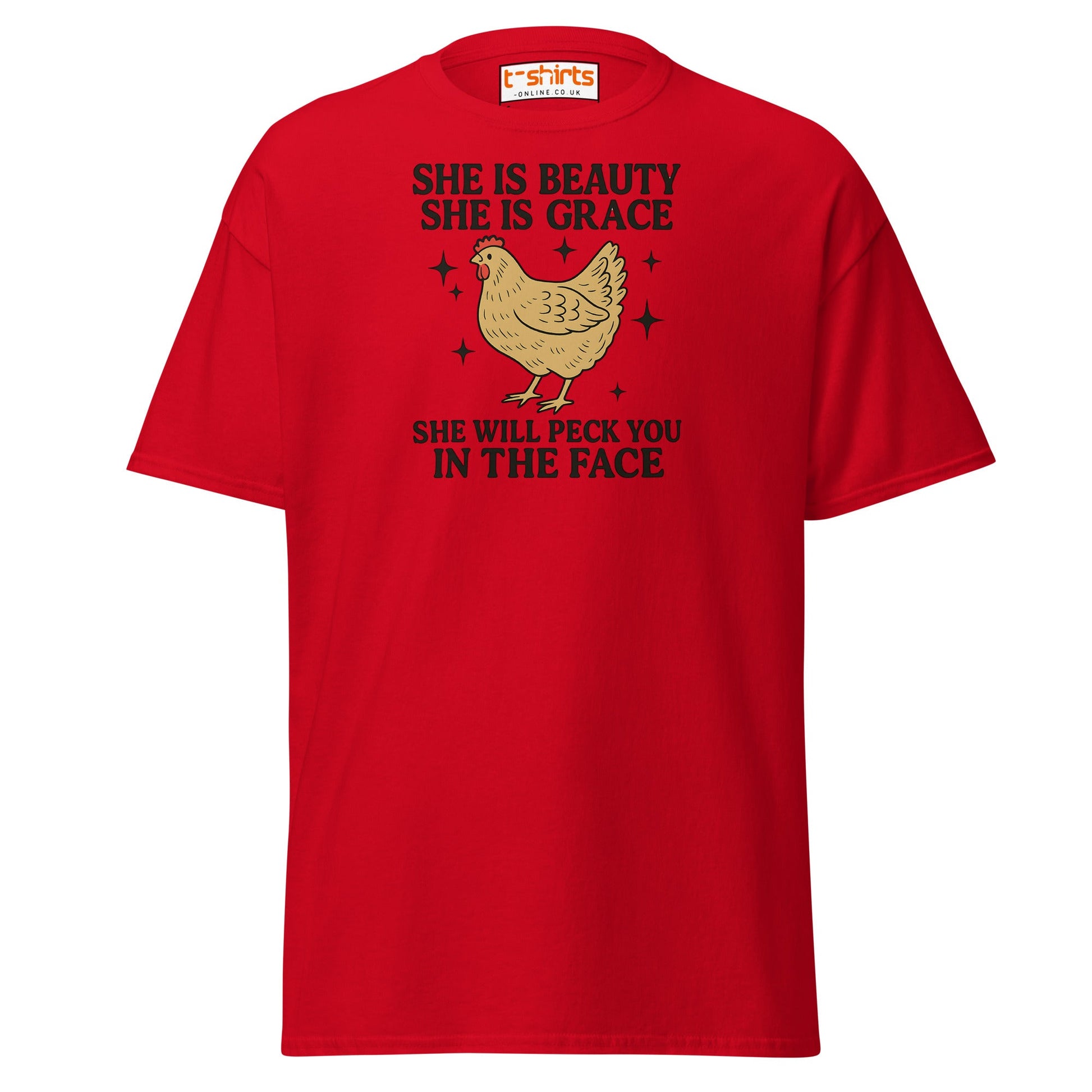 She Will Peck You T-Shirt – Funny Chicken Humor Tee - Red - T-Shirts Online