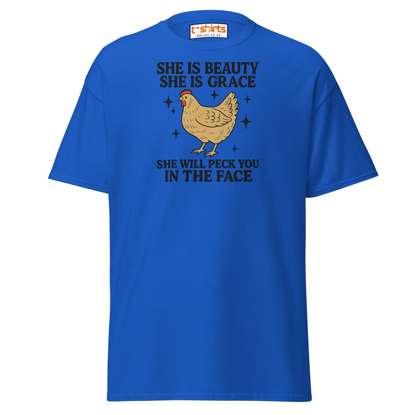 She Will Peck You T-Shirt – Funny Chicken Humor Tee - Royal - T-Shirts Online