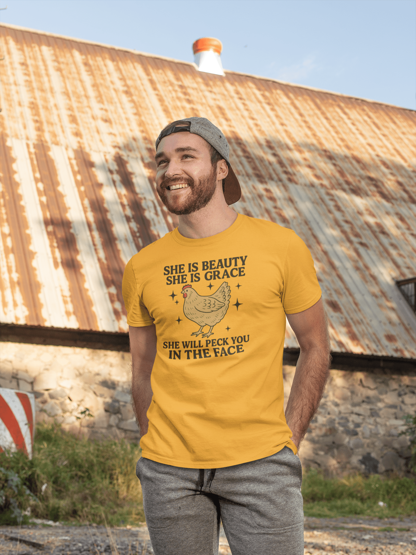 She Will Peck You T-Shirt – Funny Chicken Humor Tee - White - T-Shirts Online