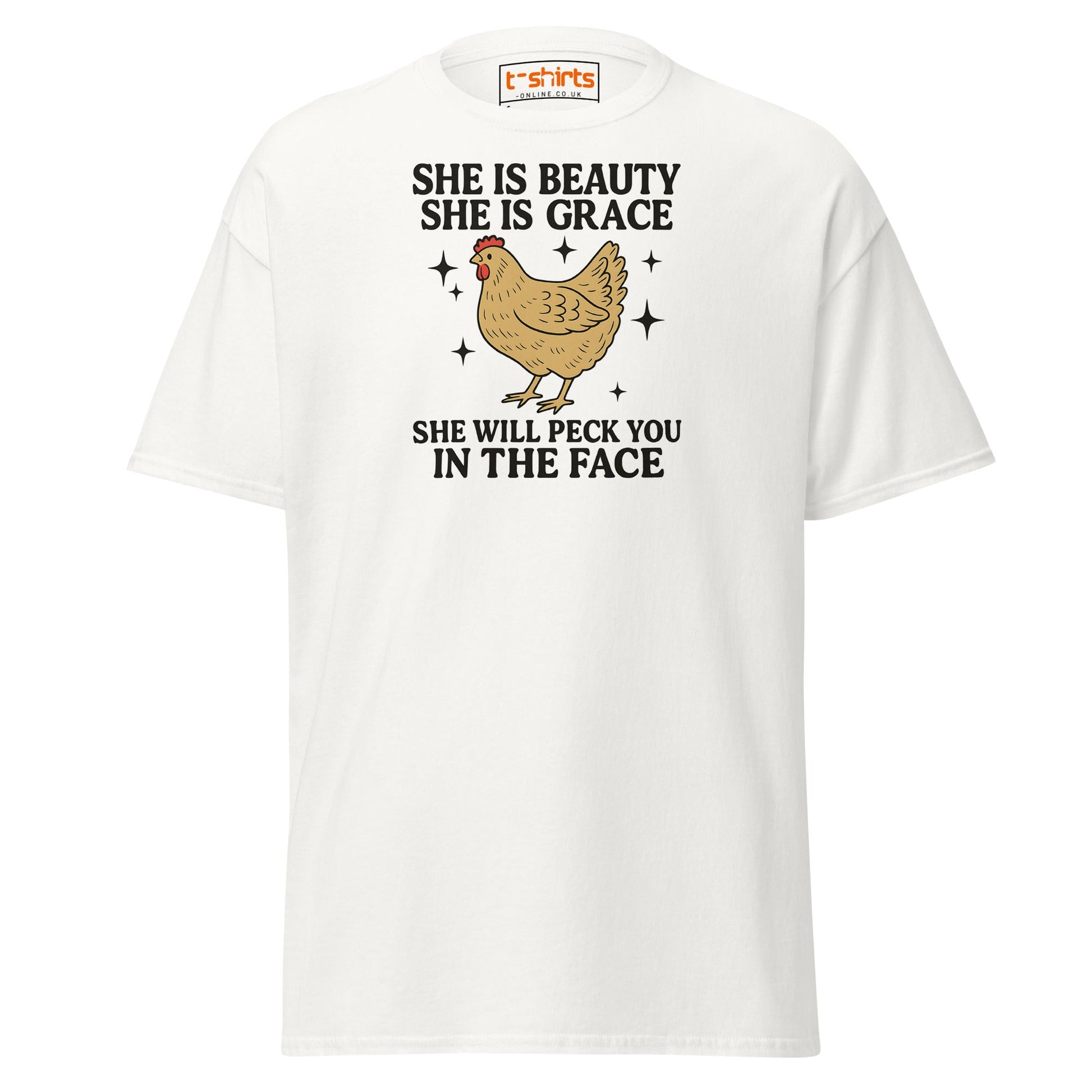 She Will Peck You T-Shirt – Funny Chicken Humor Tee - White - T-Shirts Online