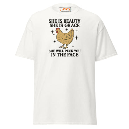 She Will Peck You T-Shirt – Funny Chicken Humor Tee - White - T-Shirts Online