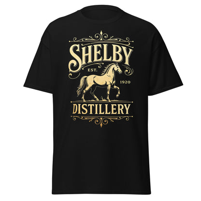 Shelby Distillery T-Shirt - Vintage 1920 Bourbon Style Tee - Black - T-Shirts Online