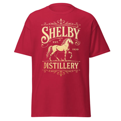 Shelby Distillery T-Shirt - Vintage 1920 Bourbon Style Tee - Cardinal - T-Shirts Online