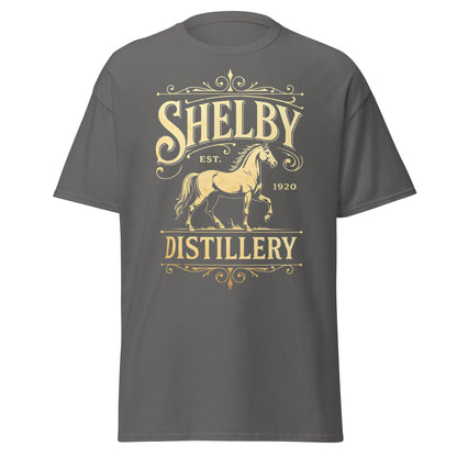 Shelby Distillery T-Shirt - Vintage 1920 Bourbon Style Tee - Charcoal - T-Shirts Online