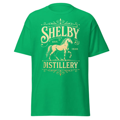 Shelby Distillery T-Shirt - Vintage 1920 Bourbon Style Tee - Irish Green - T-Shirts Online