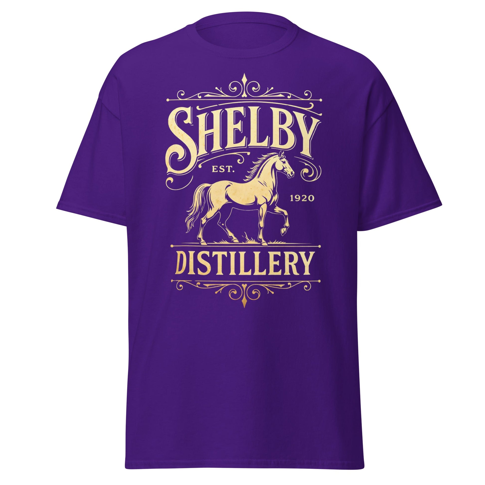 Shelby Distillery T-Shirt - Vintage 1920 Bourbon Style Tee - Purple - T-Shirts Online